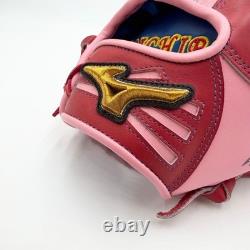Gant de baseball Mizuno Pro d'occasion 11,5 pouces pour l'infield, rose, commande personnalisée HAGA Japon