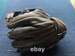 Gant de baseball Mizuno Pro en cuir ouvert pour adulte, infield, noir