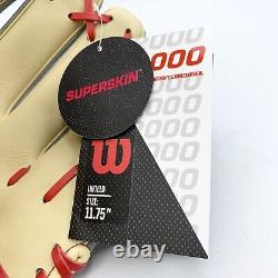 Gant de baseball NWT Wilson A2000 Pro Stock 1785 11.75 Superskin en cuir pour infield RHT NEUF
