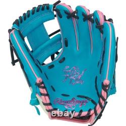 Gant de baseball Rawlings Heart Hide de 11,5 pouces pour joueur de champ intérieur, main droite, panier Pro I, bleu sarcelle et rose