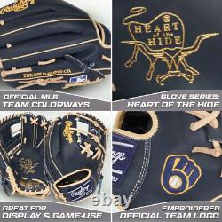 Gant de baseball Rawlings Heart of the Hide MLB Milwaukee Brewers 11,5 pouces pour infield