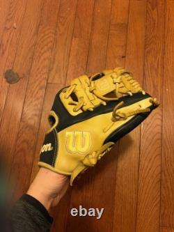 Gant de baseball Wilson A2000 (1786) 11,5 pouces pour infield RHT en cuir Pro Stock noir/blond