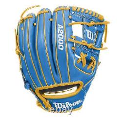 Gant de baseball Wilson A2000 1786 11.5 pouces pour infield bleu ciel jaune main droite