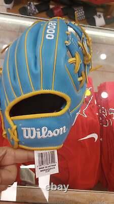 Gant de baseball Wilson A2000 1786 11.5 pouces pour infield bleu ciel jaune main droite