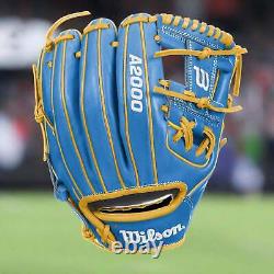 Gant de baseball Wilson A2000 1786 11.5 pouces pour infield bleu ciel jaune main droite