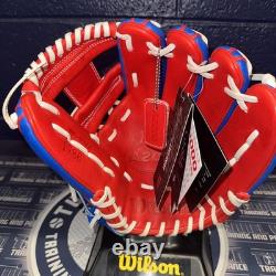 Gant de baseball Wilson A2000 1786 PRO STOCK 11.5 Champ intérieur ROUGE BLANC BLEU