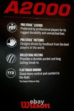 Gant de baseball Wilson A2000 DP15SS 11,5 pouces pour infield saison automnale 2025 WBW103461115