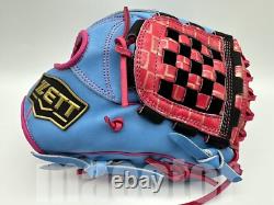 Gant de baseball ZETT Special Pro Commande 11.5 Infield Bleu clair Rose RHT Édition limitée