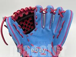 Gant de baseball ZETT Special Pro Commande 11.5 Infield Bleu clair Rose RHT Édition limitée