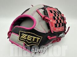 Gant de baseball ZETT Special Pro Commande 11.5 Infield Gris Noir Rose RHT Limité