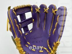 Gant de baseball ZETT Special Pro Order 11,75 po pour joueur de champ intérieur violet et or, droitier, Cross 3B