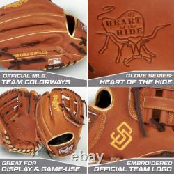 Gant de baseball d’intérieur Rawlings Heart of the Hide MLB San Diego Padres 11,5 pouces
