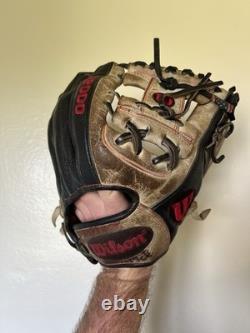 Gant de baseball d'intérieur Wilson A2000 1788 11,25 en cuir Pro Stock déjà rodé