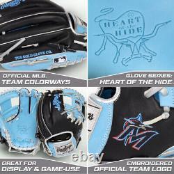 Gant de baseball de champ intérieur Rawling Heart of the Hide MLB Miami Marlins 11,5 pouces