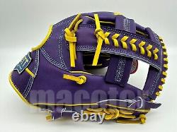 Gant de baseball de terrain intérieur ZETT Pro Model 12, violet jaune, croisé, pour droitier avec poche sauvage 3B.