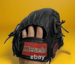 Gant de baseball en cuir noir modèle professionnel en cuir de vache Alemeds gant de joueur de champ intérieur HB5000