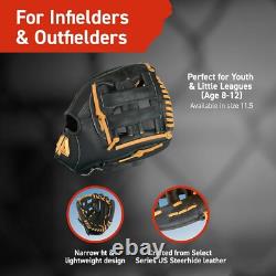 Gant de baseball pour jeunes 44 11,5 BB Rise H-Web Infield Outfield âges 8-12 NIB