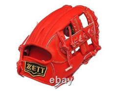 Gant de baseball pour joueur de champ intérieur ZETT Pro Japan en cuir de bœuf, 11,75 pouces, rouge