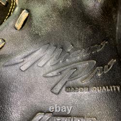 Gant de champ Mizuno Pro HAGA JAPAN 11,5 po RHT LH noir dur pour baseball 1AJGH21105