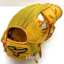 Gant de champ intérieur MIZUNO Pro HAGA JAPAN Crest Hide Refino 11,5 pouces pour lanceur droitier – Jaune Kousaku