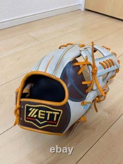Gant de commande personnalisé ZETT pro status 11.5 Infield Droit Blanc Marron BRGPRO