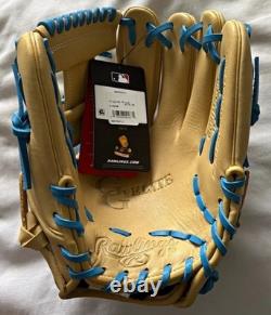 Gant en cuir de champ intérieur Rawlings Pro GGE1151CCB 11,5 pouces pour droitier beige/bleu