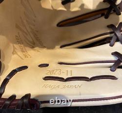 Gant spécial de commande Mizuno Pro 11,5 pouces pour l'intérieur, en cuir de chameau brun, fabriqué au Japon.