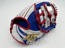 Japon Hi-gold Pro Order 11.5 Infield Baseball Gants Blanc Bleu Rouge H-web Rht
