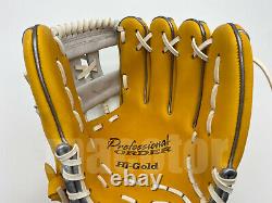Japon Hi-gold Pro Order 11.5 Infield Baseball Gants Jaune Blanc H-web Rht Nouveau