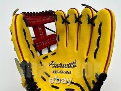 Japon Hi-gold Pro Order 11.5 Infield Baseball Gants Rouge Jaune H-web Rht
