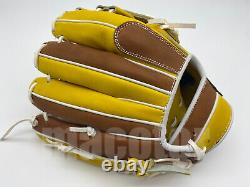 Japon Zett Special Pro Order 11.5 Infield Gants De Baseball Brown Yellow Cross Rht