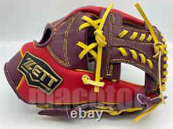 Japon Zett Special Pro Order 11.5 Infield Gants De Baseball Violet Rouge Jaune Rht