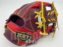 Japon Zett Special Pro Order 11.5 Infield Gants De Baseball Violet Rouge Jaune Rht