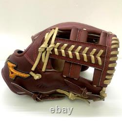 MIZUNO Pro HAGA JAPAN Gant d’infield Crest Hide Wisdom 11 RHT Brun prune rare
