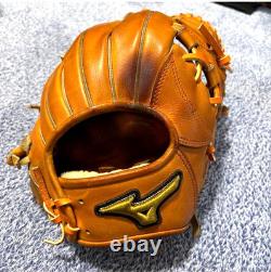 Mizuno Pro HAGA JAPON Gant de joueur de champ intérieur en cuir Kip Tenacious 11,5 orange amer