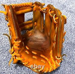 Mizuno Pro HAGA JAPON Gant de joueur de champ intérieur en cuir Kip Tenacious 11,5 orange amer