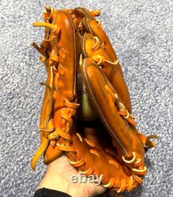 Mizuno Pro HAGA JAPON Gant de joueur de champ intérieur en cuir Kip Tenacious 11,5 orange amer