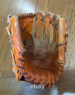 Mizuno pro 11.5 Infield Droit Orange fabriqué au Japon Étiquette Rare Vintage