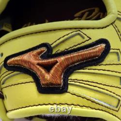 Nouveau Mizuno pro 11.5 Infield Droit Jaune Commande Spéciale Cuir Kip HAGA Japon