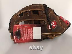 Nouveau gant de baseball Rawlings Heritage Pro de 12,75 pouces pour l'intérieur en cuir brun/beige pour gaucher