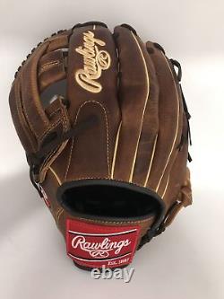Nouveau gant de baseball Rawlings Heritage Pro de 12,75 pouces pour l'intérieur en cuir brun/beige pour gaucher