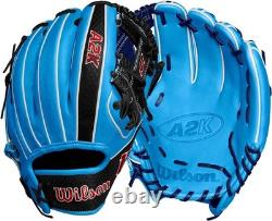 Nouveau gant de baseball Wilson Fall 2024 A2K 11,5 RHT pour l’intérieur, noir / bleu, Pro Stock