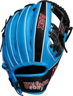 Nouveau gant de baseball Wilson Fall 2024 A2K 11,5 RHT pour l’intérieur, noir / bleu, Pro Stock
