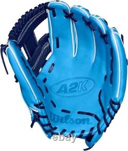 Nouveau gant de baseball Wilson Fall 2024 A2K 11,5 RHT pour l’intérieur, noir / bleu, Pro Stock