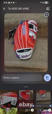 Wilson A2000 1786 GANT DE BASEBALL PRO STOCK 11,5 POUR INFIELD ROUGE BLANC BLEU