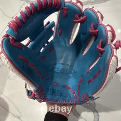 Wilson A2000 1786 Gant de baseball d'infield Pro Stock 11,5 pouces en cuir blanc, bleu et rose
