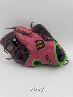 Wilson A2000 1786 Gant de baseball d'intérieur 11,5 pouces rose et noir en cuir Pro Stock pour adulte