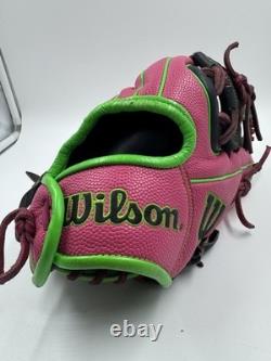 Wilson A2000 1786 Gant de baseball d'intérieur 11,5 pouces rose et noir en cuir Pro Stock pour adulte