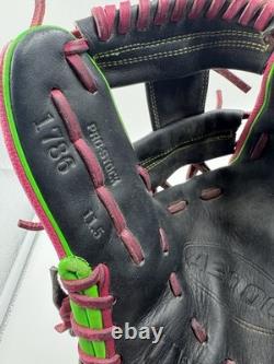 Wilson A2000 1786 Gant de baseball d'intérieur 11,5 pouces rose et noir en cuir Pro Stock pour adulte
